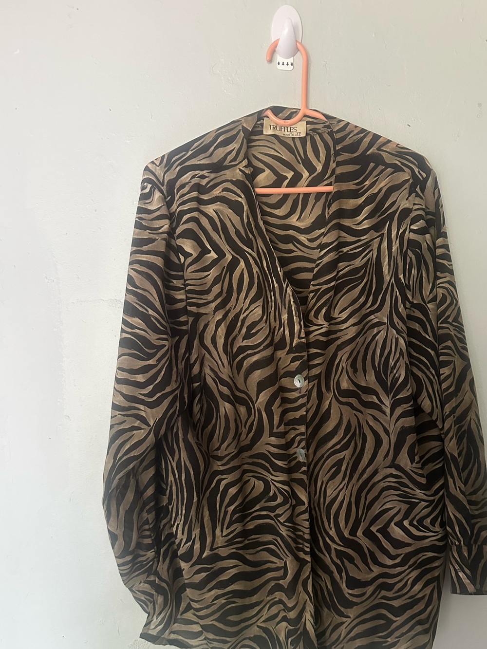 Truffles Zebra-Print Button-Front Blazer Jacket - Brown/Black